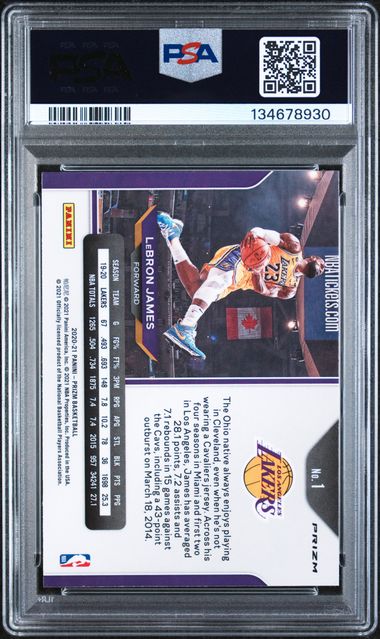 2020-21 Panini Prizm Red/White/Blue Prizm #1 Lebron James PSA 9