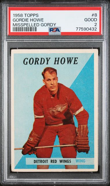 1958-59 Topps #8 Gordie Howe Misspelled Gordy PSA 2 | Eastridge Sports Cards