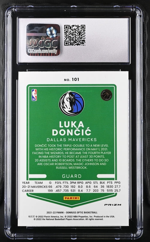 2021-22 Donruss Optic Purple #101 Luka Doncic CGC 7