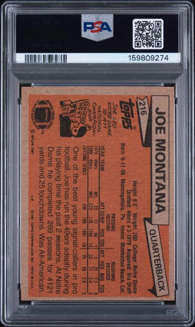 1981 Topps #216 Joe Montana PSA 5 (Rookie)