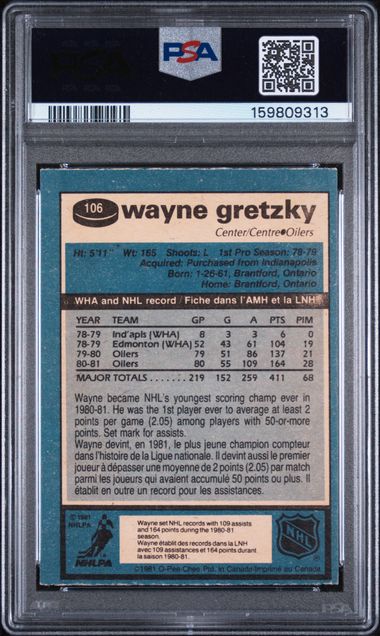 1981-82 O-Pee-Chee #106 Wayne Gretzky PSA 6