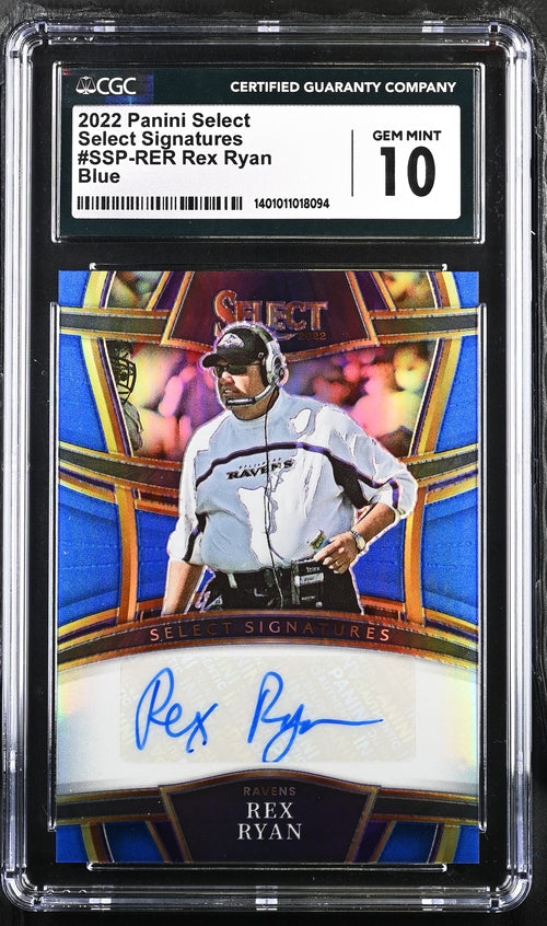 2022 Select Select Signatures Blue #SSP-RER Rex Ryan #51/99 CGC 10 (Auto 9)