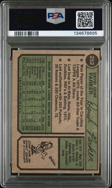 1974 Topps #252 Dave Parker PSA 3 (Rookie)