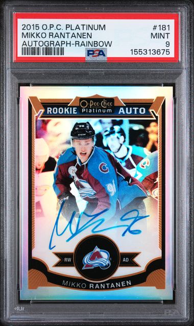 2015-16 O-Pee-Chee Platinum Autograph Rainbow #181 Mikko Rantanen PSA 9 (Rookie)