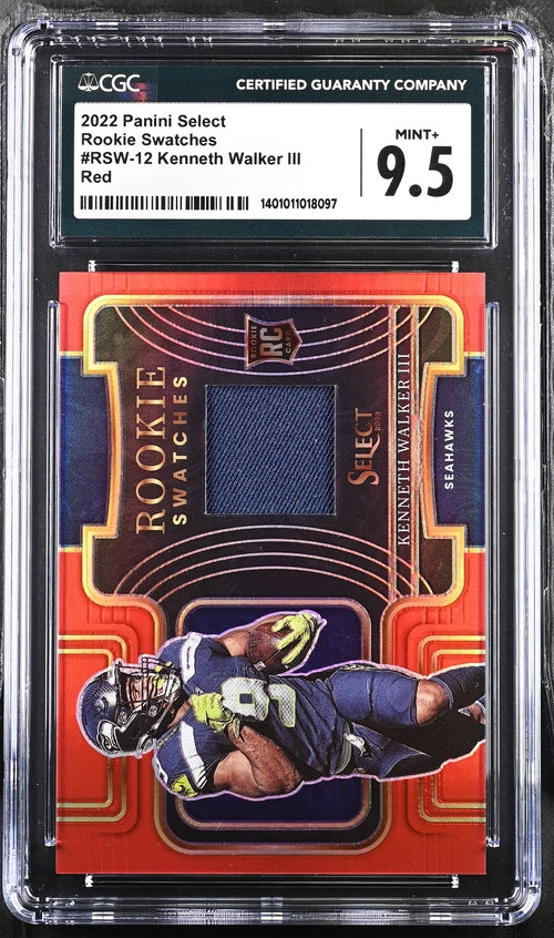 2022 Panini Select Rookie Swatches Red #RSW-KW Kenneth Walker CGC 9.5 (Rookie)