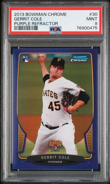 2013 Bowman Chrome Purple Refractor #30 Gerrit Cole #161/199 PSA 9 (Rookie)