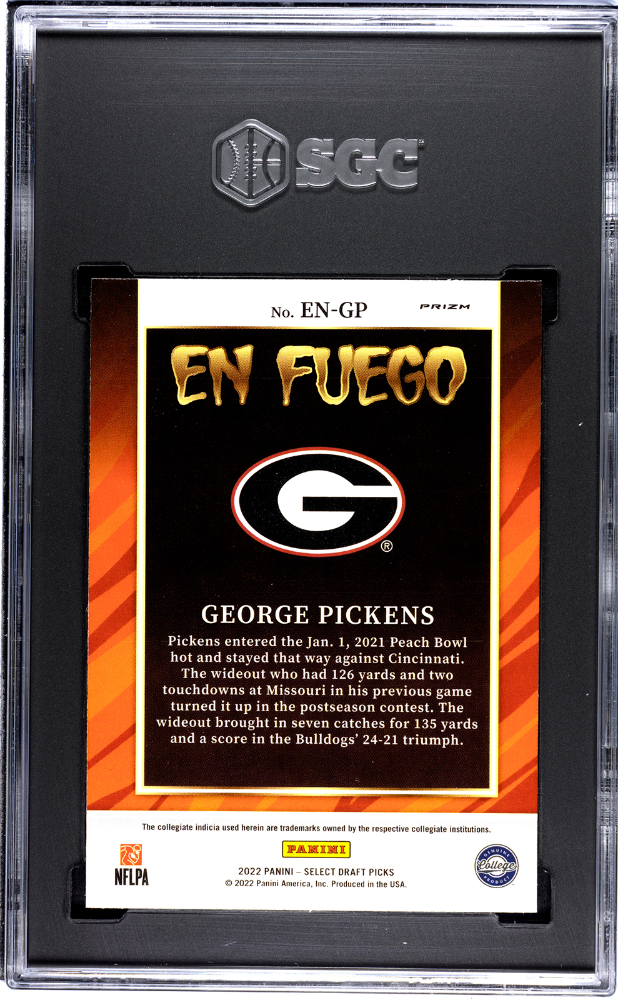 2022 Panini Select Draft Picks En Fuego Silver Prizm #EN-GP George Pickens SGC 10