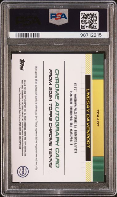 2024 Topps Chrome Tennis Autographs #TCALDT Lindsay Davenport PSA 9 | Eastridge Sports Cards