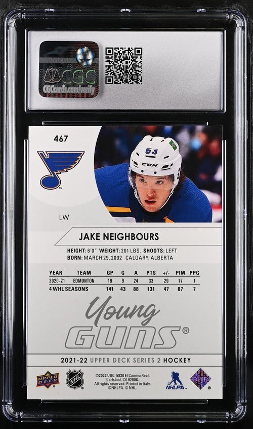 2021-22 Upper Deck #467 Jake Neighbours CGC 9.5 (Rookie)