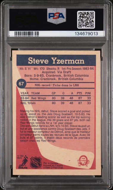1984-85 O-Pee-Chee #67 Steve Yzerman PSA 3 (Rookie)