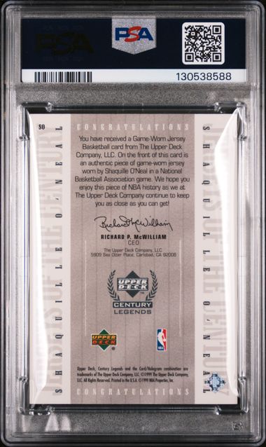 1998-99 UD Century Legends Jerseys of the Century #SO Shaquille O'Neal PSA 9