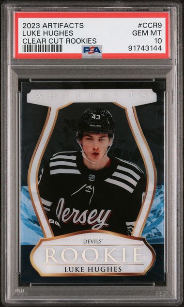 2023-24 Artifacts Clear Cut Rookies #CCR9 Luke Hughes PSA 10 (Rookie)