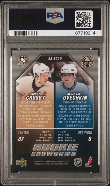 2005 Upper Deck Rookie Showdown #RSSCAO Sidney Crosby/Alexander Ovechkin PSA 9 | Eastridge Sports Cards