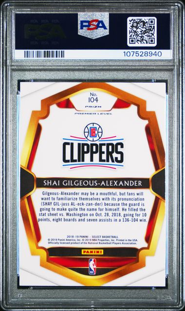 2018-19 Select Prizms Tri Color #104 Shai Gilgeous-Alexander PSA 9 (Rookie) | Eastridge Sports Cards