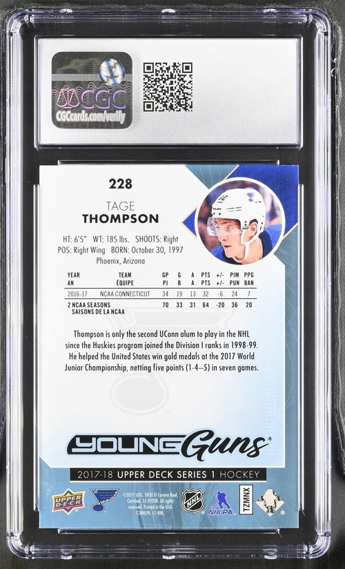 2017-18 Upper Deck #228 Tage Thompson CGC 9 (Rookie)