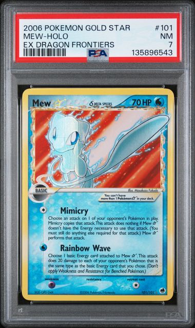2006 Pokemon EX Dragon Frontiers #101 Mew- Holo Gold Star PSA 7