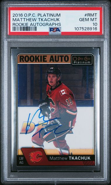 2016-17 O-Pee-Chee Rookie Autographs #RMT Matthew Tkachuk PSA 10 (Rookie)