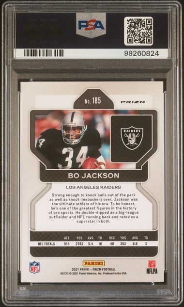 2021 Panini Prizm Orange Ice #185 Bo Jackson PSA 10