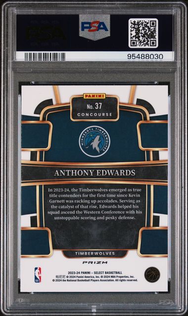 2023-24 Panini Select Silver Prizm #37 Anthony Edwards PSA 10