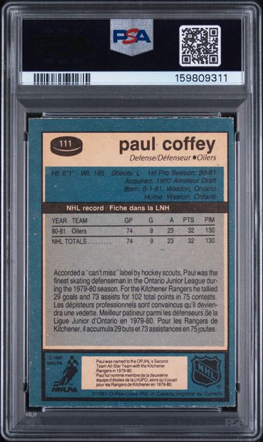 1981-82 O-Pee-Chee #111 Paul Coffey PSA 6 (Rookie)