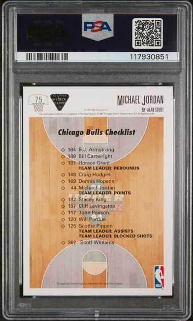 1991-92 Upper Deck Bulls Checklist #75 Michael Jordan PSA 9