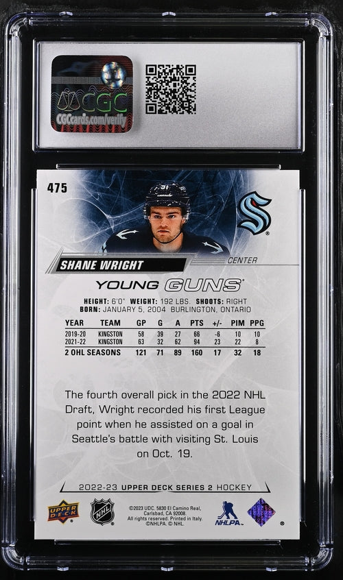 2022-23 Upper Deck #475 Shane Wright CGC 9 (Rookie)