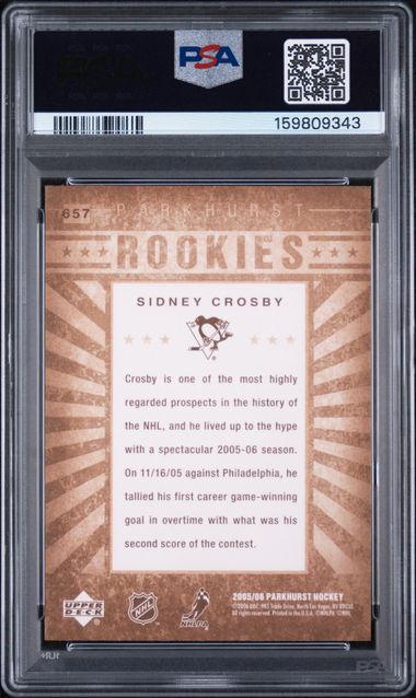 2005-06 Parkhurst #657 Sidney Crosby PSA 10 (Rookie)