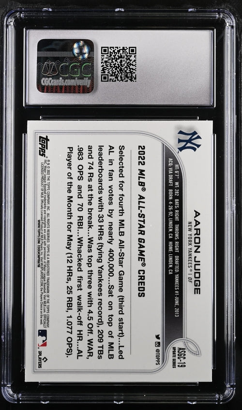 2022 Topps Chrome Update All-Star Game #ASGC-19 Aaron Judge CGC 7.5