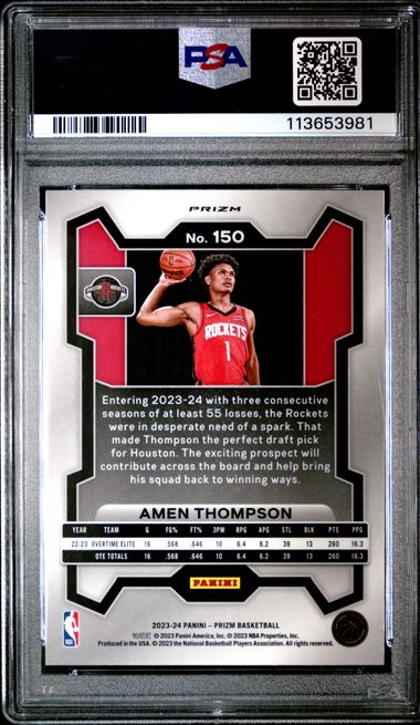 2023-24 Panini Prizm Pink Ice #150 Amen Thompson PSA 10 (Rookie)