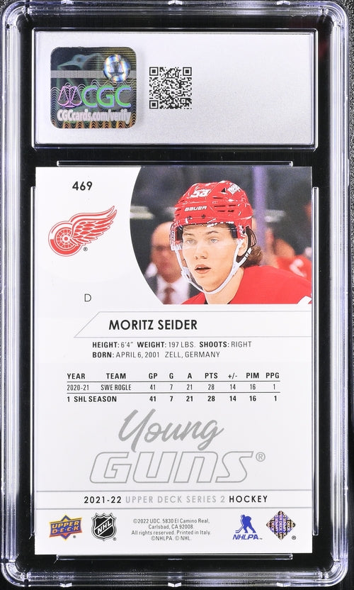 2021-22 Upper Deck #469 Moritz Seider CGC 10 (Rookie)