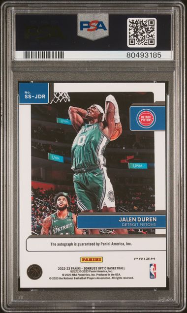 2022-23 Donruss Optic Signature Series Green #SSJDR Jalen Duren PSA 10 (Rookie)