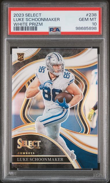 2023 Panini Select White Prizm #238 Luke Schoonmaker #02/35 PSA 10 (Rookie)