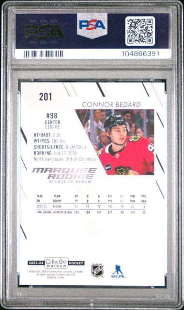 2023-24 O-Pee-Chee Platinum #201 Connor Bedard PSA 10 (Rookie)