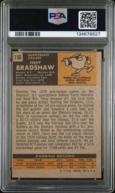 1971 Topps #156 Terry Bradshaw PSA 4 (Rookie)