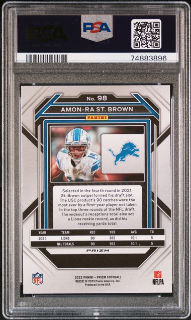 2022 Panini Prizm Snakeskin Prizm #98 Amon-Ra St. Brown PSA 9