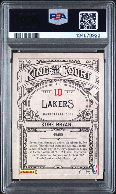 2009-10 Panini Crown Royale King on the Court #10 Kobe Bryant PSA 10