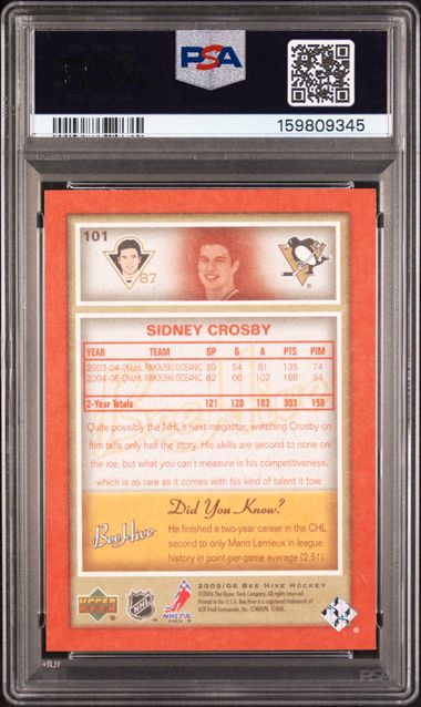 2005-06 Upper Deck Bee Hive Red #101 Sidney Crosby PSA 9 (Rookie)