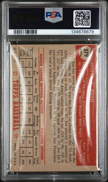1952 Topps #379 Joe Rossi PSA 2