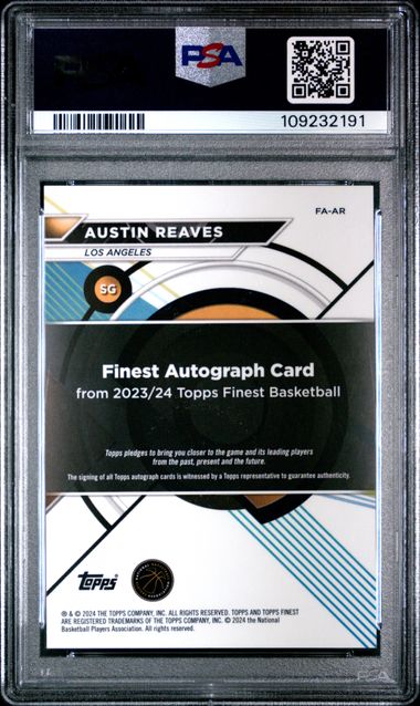 2023-24 Topps Finest Red Black Vapor Geometric Autograph #AR Austin Reaves #05/10 PSA 10