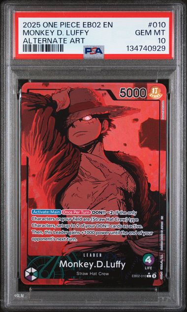 2025 One Piece Extra Booster 2 Anime 2th Collection #010 Monkey.D.Luffy - Alternate Art PSA 10