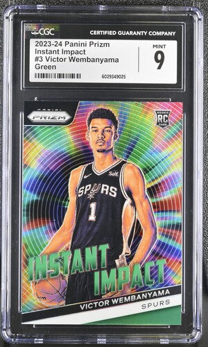 2023-24 Panini Prizm Instant Impact Green #3 Victor Wembanyama CGC 9 (Rookie)