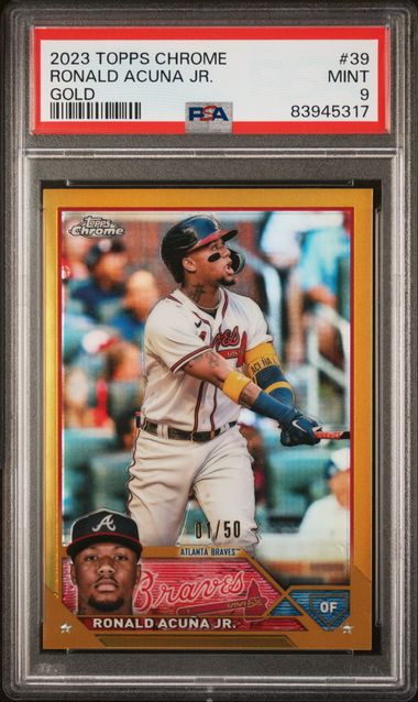 2023 Topps Chrome Gold Refractor #39 Ronald Acuna Jr. #01/50 PSA 9
