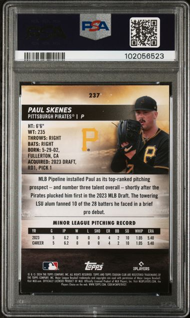 2024 Topps Stadium Club Red Foil #237 Paul Skenes PSA 9 (Rookie)