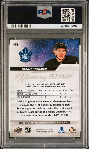 2023-24 Upper Deck Outburst #479 Bobby McMann PSA 10 (Rookie)