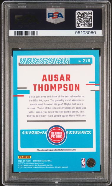 2023-24 Donruss Rated Rookie Signature Frame Holo #278 Ausar Thompson #58/75 PSA 9 (Rookie)