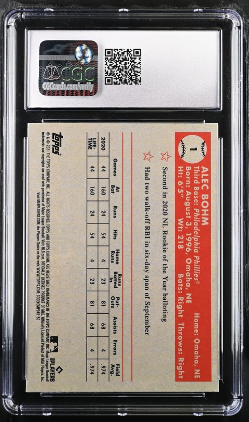 2021 Topps Chrome Platinum Anniversary #1 Alec Bohm CGC 9.5 (Rookie)