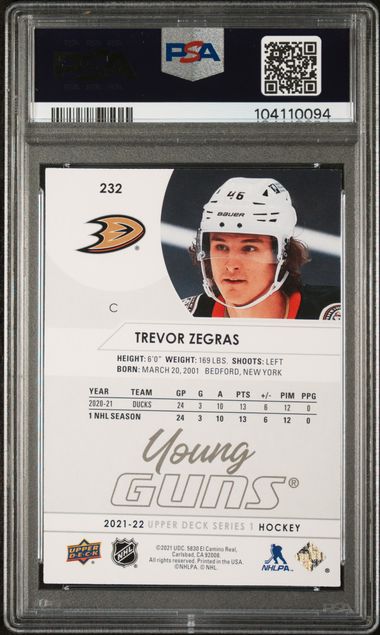 2021-22 Upper Deck #232 Trevor Zegras PSA 9 (Rookie)