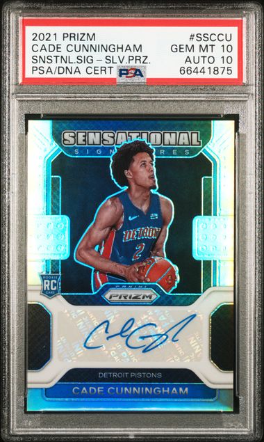 2021-22 Prizm Senstational Signature Sensations Silver Prizm #SSCCU Cade Cunningham PSA 10 (Auto 10) (Rookie)