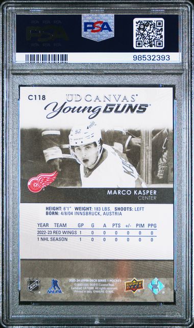 2023-24 Upper Deck Canvas Black & White #C118 Marco Kasper PSA 10 (Rookie)
