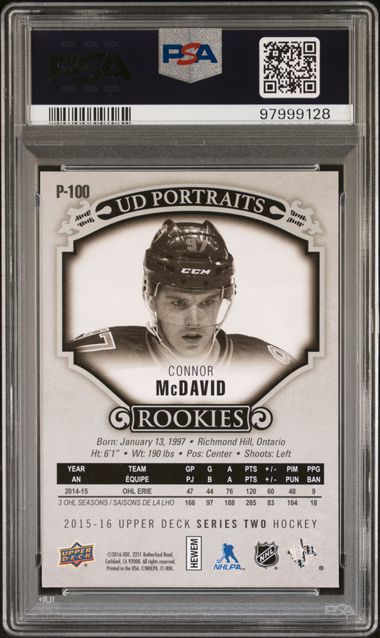 2015-16 Upper Deck UD Portraits #P100 Connor McDavid PSA 10 (Rookie)